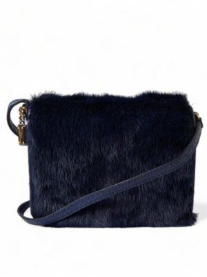 Dolce & Gabbana Exquisite Blue Mink Fur Shoulder Bag