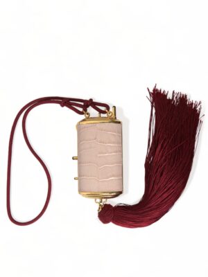 Dolce & Gabbana Exotic Pink Leather Mini Mirror Bag with Tassel