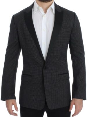Dolce & Gabbana Elegant Black Polka Dotted Slim Fit Blazer