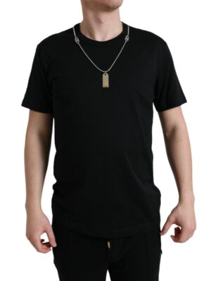Dolce & Gabbana Sleek Cotton Round Neck T-Shirt with Chain Detail