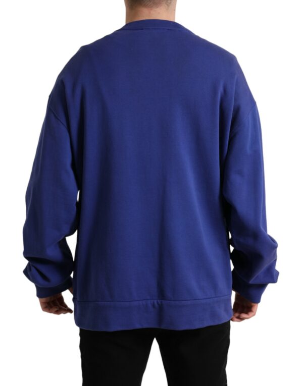 Dolce & Gabbana Royal Blue Cotton Crewneck Sweater - Image 3