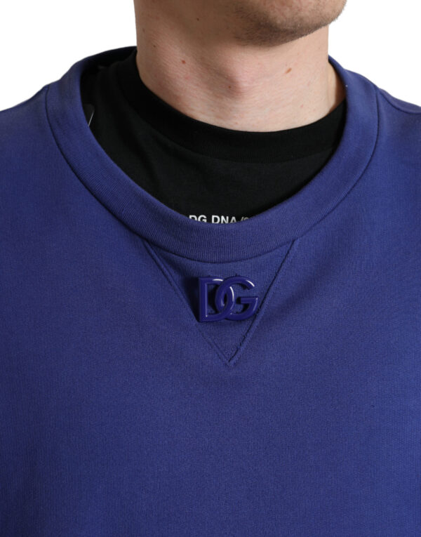 Dolce & Gabbana Royal Blue Cotton Crewneck Sweater - Image 4