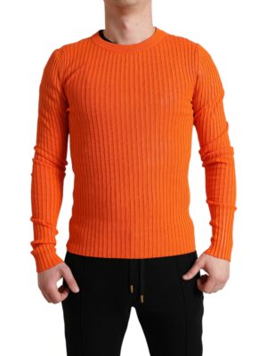 Dolce & Gabbana Sleek Sunset Orange Knitted Pullover Sweater