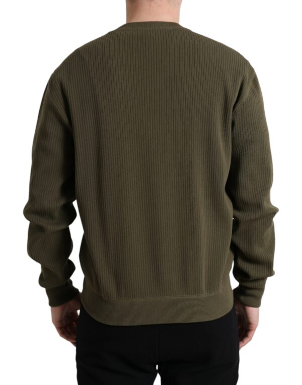 Dolce & Gabbana Elegant Green Crew Neck Cotton Sweater - Image 3