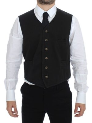 Dolce & Gabbana Elegant Black Cotton Blend Dress Vest