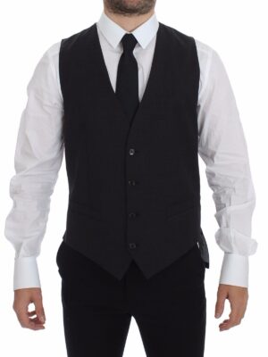 Dolce & Gabbana Sleek Gray Wool Dress Vest