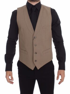 Dolce & Gabbana Elegant Beige Cotton Dress Vest – Slim Fit