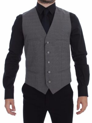 Dolce & Gabbana Elegant Gray Slim Fit Dress Vest