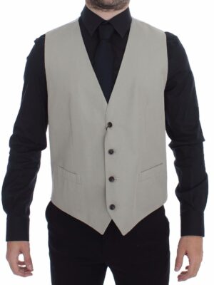 Dolce & Gabbana Elegant Beige Cotton Silk Dress Vest