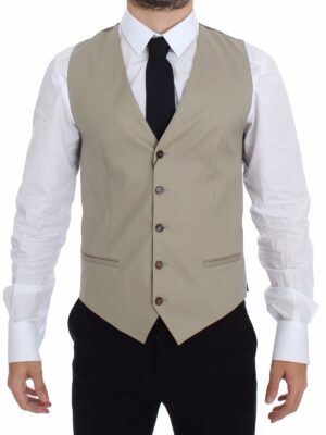 Dolce & Gabbana Elegant Beige Cotton Dress Vest