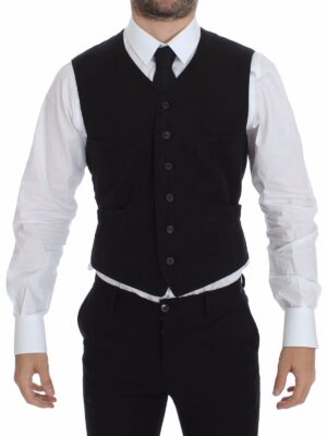 Dolce & Gabbana Elegant Black Cotton Blend Dress Vest