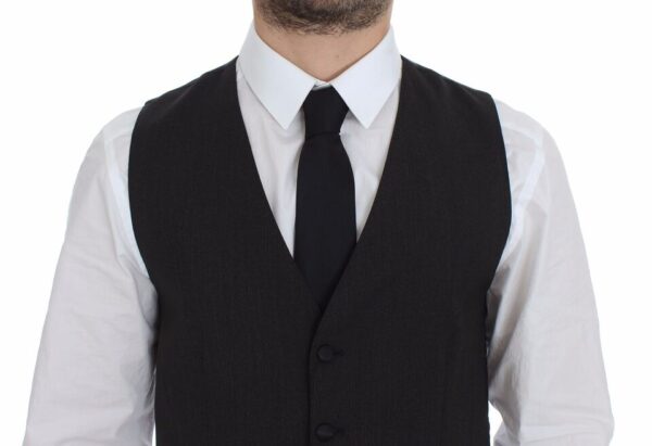 Dolce & Gabbana Elegant Gray Wool Stretch Dress Vest - Image 2