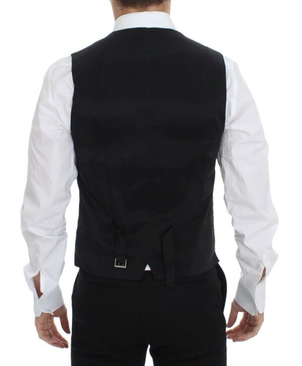Dolce & Gabbana Elegant Black Wool Silk Dress Vest - Image 7