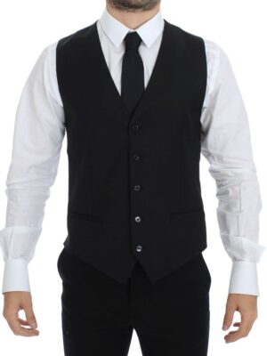 Dolce & Gabbana Elegant Black Wool Silk Dress Vest