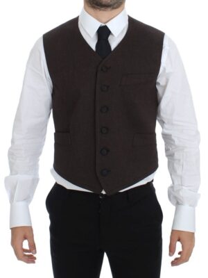 Dolce & Gabbana Elegant Brown Cotton Blend Dress Vest
