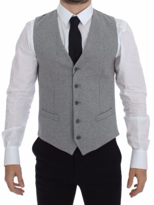 Dolce & Gabbana Elegant Gray Cotton Stretch Dress Vest