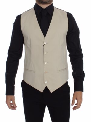 Dolce & Gabbana Elegant Beige Cotton Blend Dress Vest