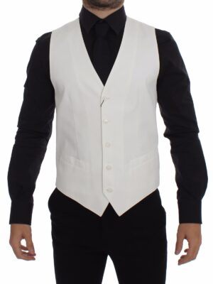 Dolce & Gabbana Elegant White Cotton Silk Dress Vest