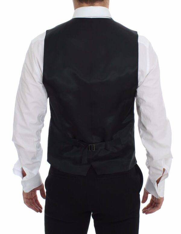 Dolce & Gabbana Elegant Gray Striped Dress Vest - Image 3