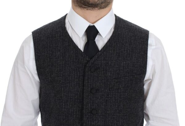 Dolce & Gabbana Elegant Gray Wool Blend Dress Vest - Image 2