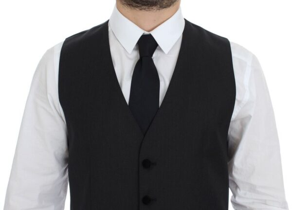 Dolce & Gabbana Elegant Gray Wool Dress Vest - Image 2