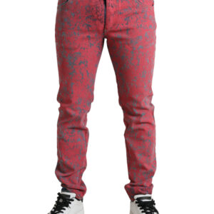 Dolce & Gabbana Red Tie Dye Skinny Denim Jeans