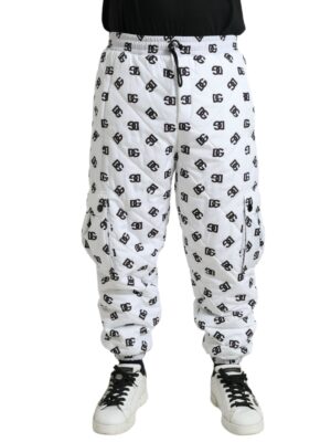 Dolce & Gabbana Chic White Jogger Pants with Iconic DG Print