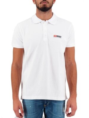 Diesel Elegant White Cotton Polo Shirt with Contrasting Logo