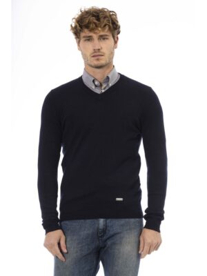 Baldinini Trend Blue Wool Men Sweater