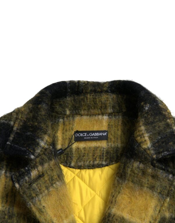 Dolce & Gabbana Chic Plaid Long Coat in Sunshine Yellow - Image 7
