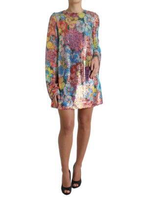 Dolce & Gabbana Elegant Floral Sequined Mini Dress