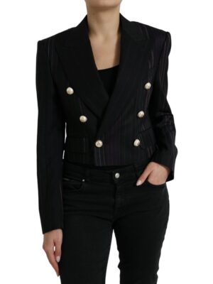 Dolce & Gabbana Elegant Striped Double Breasted Wool Blazer
