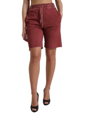 Dolce & Gabbana Chic Maroon High-Waist Designer Sweatshorts