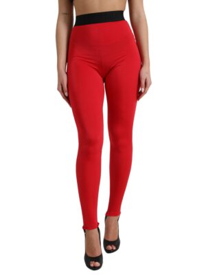 Dolce & Gabbana Elegant High Waist Red Leggings