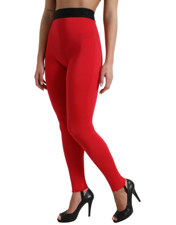 Dolce & Gabbana Elegant High Waist Red Leggings - Image 2