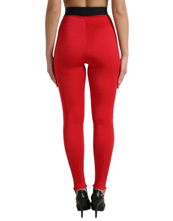 Dolce & Gabbana Elegant High Waist Red Leggings - Image 3