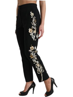 Dolce & Gabbana Elegant High Waist Floral Tapered Pants
