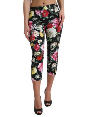 Dolce & Gabbana Elegant Floral Mid Waist Cropped Pants