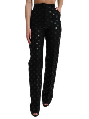 Dolce & Gabbana Chic High Waist Straight Pants with Logo Print