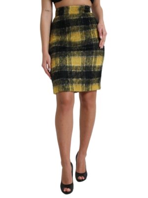Dolce & Gabbana High Waist Check Print Silk-Lined Mini Skirt