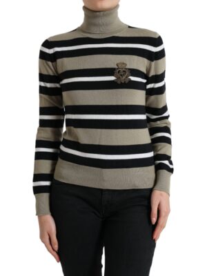 Dolce & Gabbana Multicolor Striped Wool Turtleneck Sweater