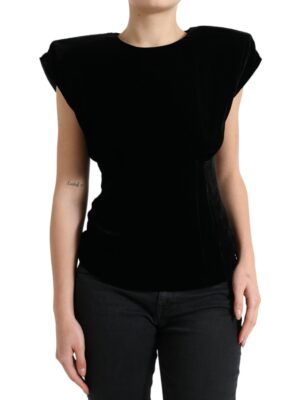 Dolce & Gabbana Velvet Exaggerated Shoulder Top