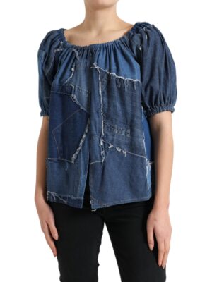 Dolce & Gabbana Elegant Cotton Denim Blouse Top