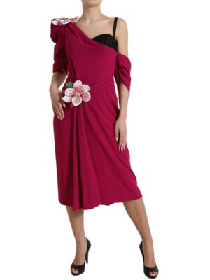 Dolce & Gabbana Elegant Purple Silk Midi Sheath Dress