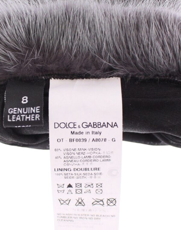 Dolce & Gabbana Elegant Gray Mink Fur Leather Elbow Gloves - Image 6