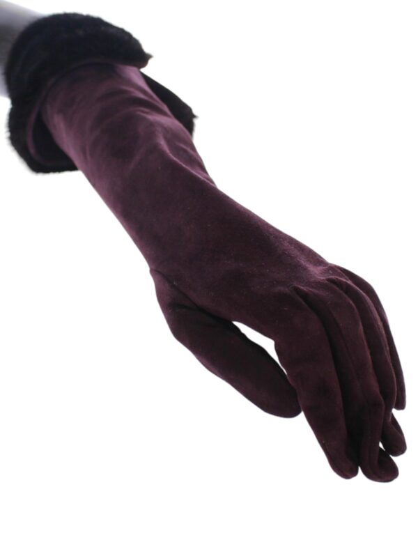 Dolce & Gabbana Elegant Elbow Length Purple Fur Gloves - Image 3