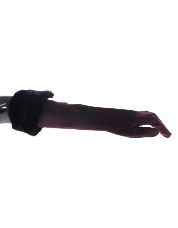 Dolce & Gabbana Elegant Elbow Length Purple Fur Gloves - Image 2