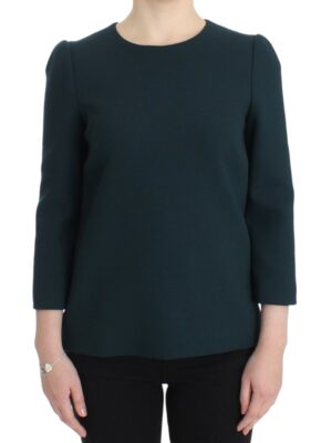 Dolce & Gabbana Enchanted Sicily Green Wool Silk Blend Blouse