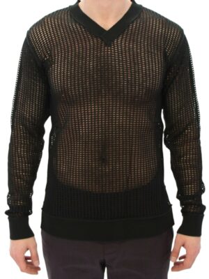 Dolce & Gabbana Elegant V-Neck Dark Green Knitted Sweater