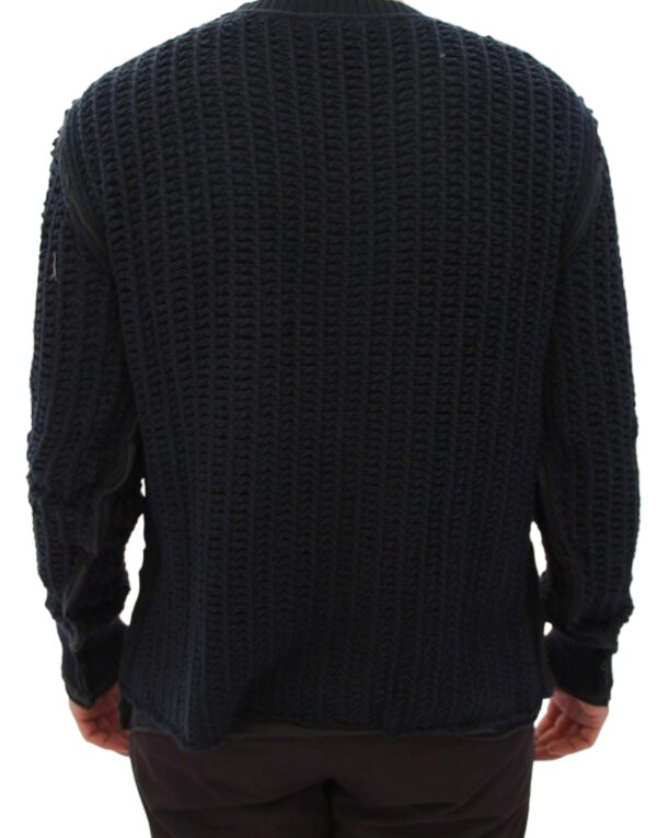 Dolce & Gabbana Elegant Blue and Black Layered Sweater - Image 3